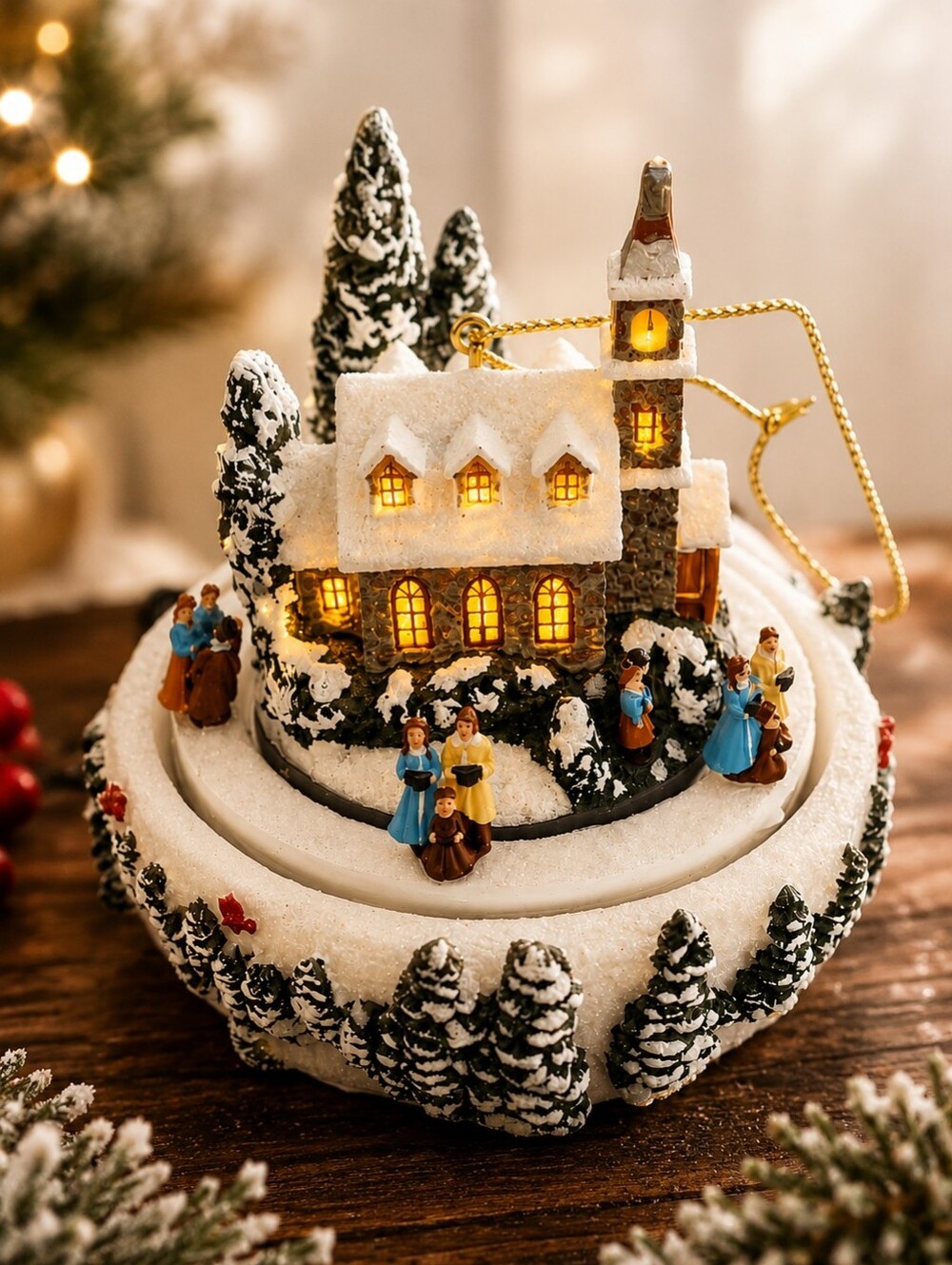 2006 Thomas Kinkade Holiday Celebrations Illuminated Church Ornament